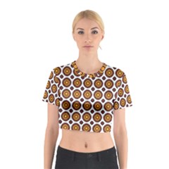Pattern Fall Color White Background Cotton Crop Top by Simbadda