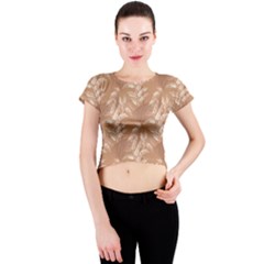 Scrapbook Leaves Decorative Crew Neck Crop Top