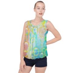 Bubbles Blue Floating Air Bubble Hem Chiffon Tank Top by Simbadda