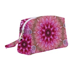 Flower Mandala Art Pink Abstract Wristlet Pouch Bag (medium) by Simbadda