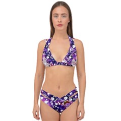 Paint Texture Purple Watercolor Double Strap Halter Bikini Set