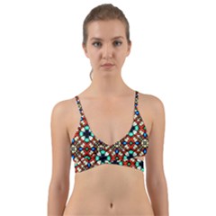 Stained Glass Pattern Texture Face Wrap Around Bikini Top