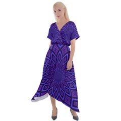 Kaleidoscope Abstract Background Cross Front Sharkbite Hem Maxi Dress