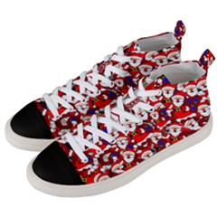 Nicholas Santa Christmas Pattern Men s Mid-top Canvas Sneakers by Simbadda