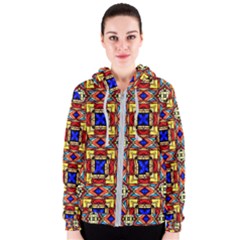 Stained Glass Pattern Texture Women s Zipper Hoodie by Simbadda