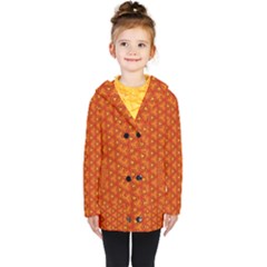 Pattern Fall Colors Seamless Bright Kids  Double Breasted Button Coat