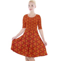 Pattern Fall Colors Seamless Bright Quarter Sleeve A-line Dress by Simbadda