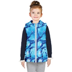 Hydrangea Blue Petals Flower Kids  Hooded Puffer Vest by Simbadda