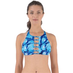 Hydrangea Blue Petals Flower Perfectly Cut Out Bikini Top