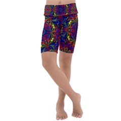 Kaleidoscope Pattern Ornament Kids  Lightweight Velour Cropped Yoga Leggings