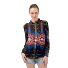 Mandala Pattern Kaleidoscope Long Sleeve Chiffon Shirt