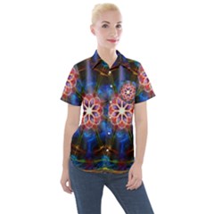 Mandala Pattern Kaleidoscope Women s Short Sleeve Pocket Shirt