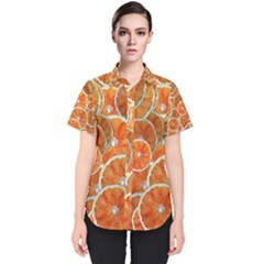 Oranges Background Texture Pattern Women s Short Sleeve Shirt