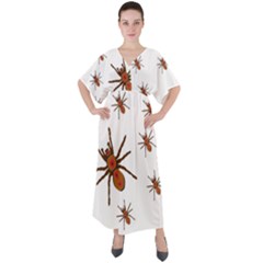 Insect Spider Wildlife V-neck Boho Style Maxi Dress by Mariart