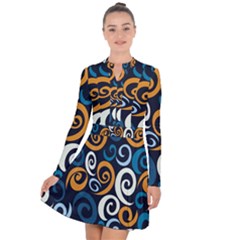 Colorful Curves Pattern Long Sleeve Panel Dress by Vaneshart