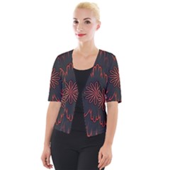 Abstract Glowing Flower Petal Pattern Red Circle Art Illustration Design Symmetry Digital Fantasy Cropped Button Cardigan by Vaneshart