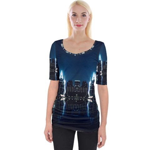 Night City Landscape Wide Neckline Tee by Vaneshart