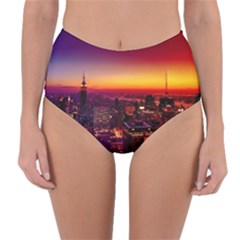 Buiding City Reversible High-waist Bikini Bottoms by Vaneshart