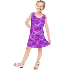 Nature Blossom Plant Flower Purple Petal Bloom Pattern Pollen Pink Flora Flowers Dahlia Design Beaut Kids  Tunic Dress by Vaneshart