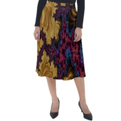 Creative Abstract Structure Texture Flower Pattern Black Material Textile Art Colors Design  Classic Velour Midi Skirt  by Vaneshart