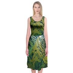 Laptop Computer Technology Leaf Line Green Biology Communication Electronics Illustration Informatio Midi Sleeveless Dress by Vaneshart