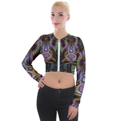 Digital Art Fractal Artwork Long Sleeve Cropped Velvet Jacket by Wegoenart