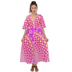 Digital Arts Fractals Futuristic Pink Kimono Sleeve Boho Dress