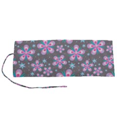 Seamless Pattern Flowers Pink Roll Up Canvas Pencil Holder (s) by Wegoenart