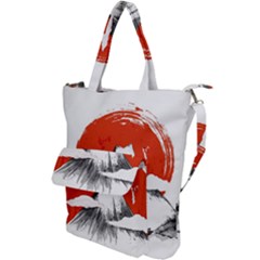 Mount Fuji Mountain Ink Wash Painting Shoulder Tote Bag by Vaneshart