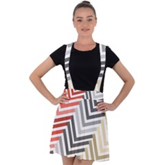 Abstract Colorful Geometric Pattern Velvet Suspender Skater Skirt