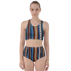 Stripes Hand Drawn Tribal Colorful Background Pattern Racer Back Bikini Set by Vaneshart