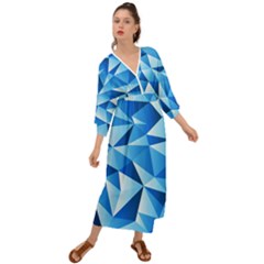 Triangles Abstract Blue Grecian Style  Maxi Dress