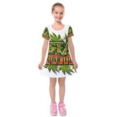 Cannabis Hemp Hashish Illegal Drug Trade Rasta Kids  Short Sleeve Velvet Dress by Vaneshart