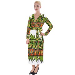 Cannabis Hemp Hashish Illegal Drug Trade Rasta Velvet Maxi Wrap Dress by Vaneshart