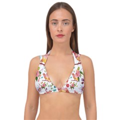 Watercolour Flowers Watercolor Painting Drawing Double Strap Halter Bikini Top by Vaneshart