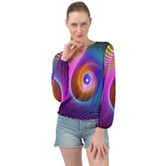 3d Abstract Fractal Bright Banded Bottom Chiffon Top