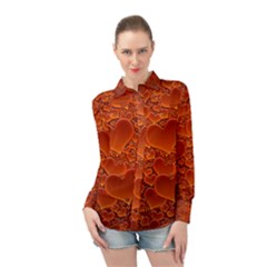 Heart Orange Texture Many Long Sleeve Chiffon Shirt