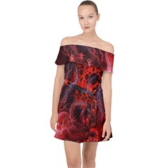Art Space Abstract Red Line Off Shoulder Chiffon Dress by Vaneshart