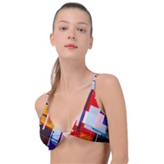 Abstract Lines Shapes Colorful Knot Up Bikini Top