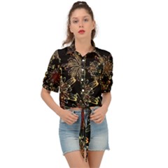 Patterns Abstract Flowers Tie Front Shirt  by Vaneshart