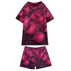 Heart Abstract Shape Pink Light Kids  Swim Tee And Shorts Set