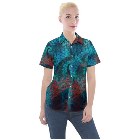 Abstract Patterns Spiral Women s Short Sleeve Pocket Shirt by Vaneshart