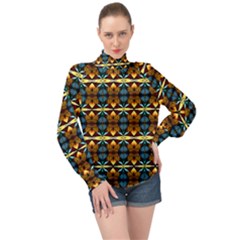 Abstract 20 High Neck Long Sleeve Chiffon Top