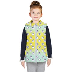 English Breakfast Yellow Pattern Mint Ombre Kids  Hooded Puffer Vest by snowwhitegirl