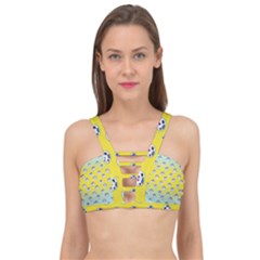 English Breakfast Yellow Pattern Mint Ombre Cage Up Bikini Top by snowwhitegirl