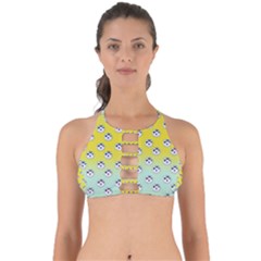 English Breakfast Yellow Pattern Mint Ombre Perfectly Cut Out Bikini Top by snowwhitegirl