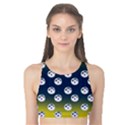 English Breakfast Yellow Pattern Blue Ombre Tank Bikini Top View1