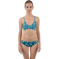 Fish Teal Blue Pattern Wrap Around Bikini Set by snowwhitegirl