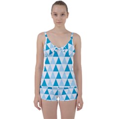 Abstract Modern Background Blue Tie Front Two Piece Tankini