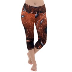 Peacock World Lightweight Velour Capri Yoga Leggings by Vaneshart